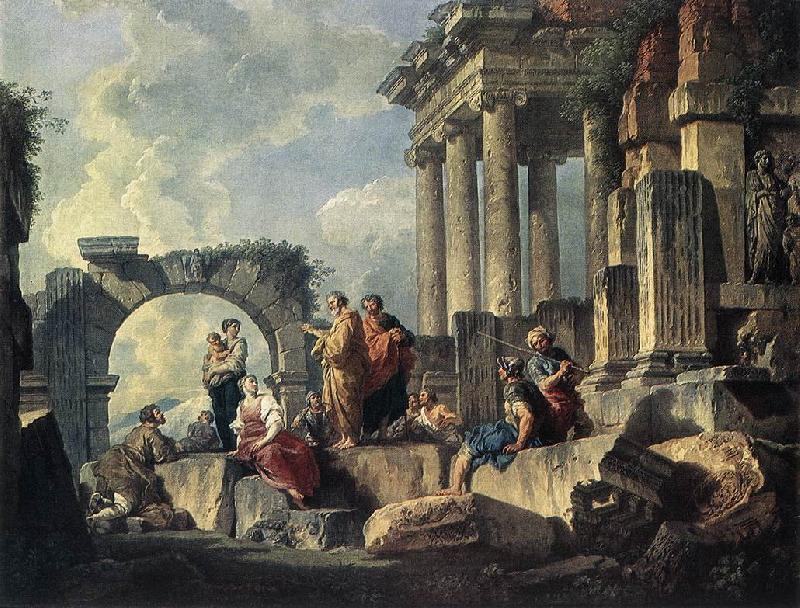 PANNINI, Giovanni Paolo Apostle Paul Preaching on the Ruins af France oil painting art